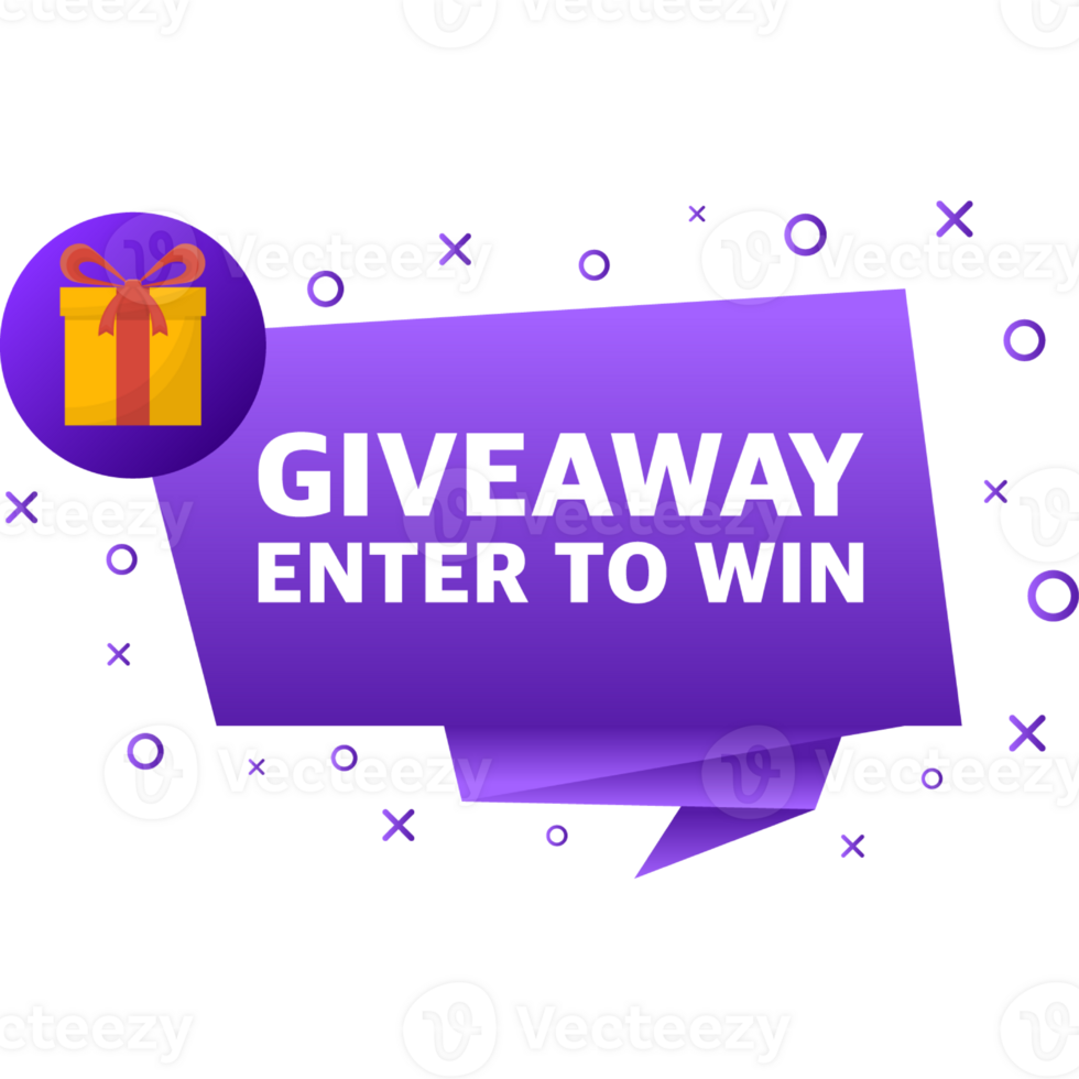 Giveaway logo template for social media post or website banner. illustration png