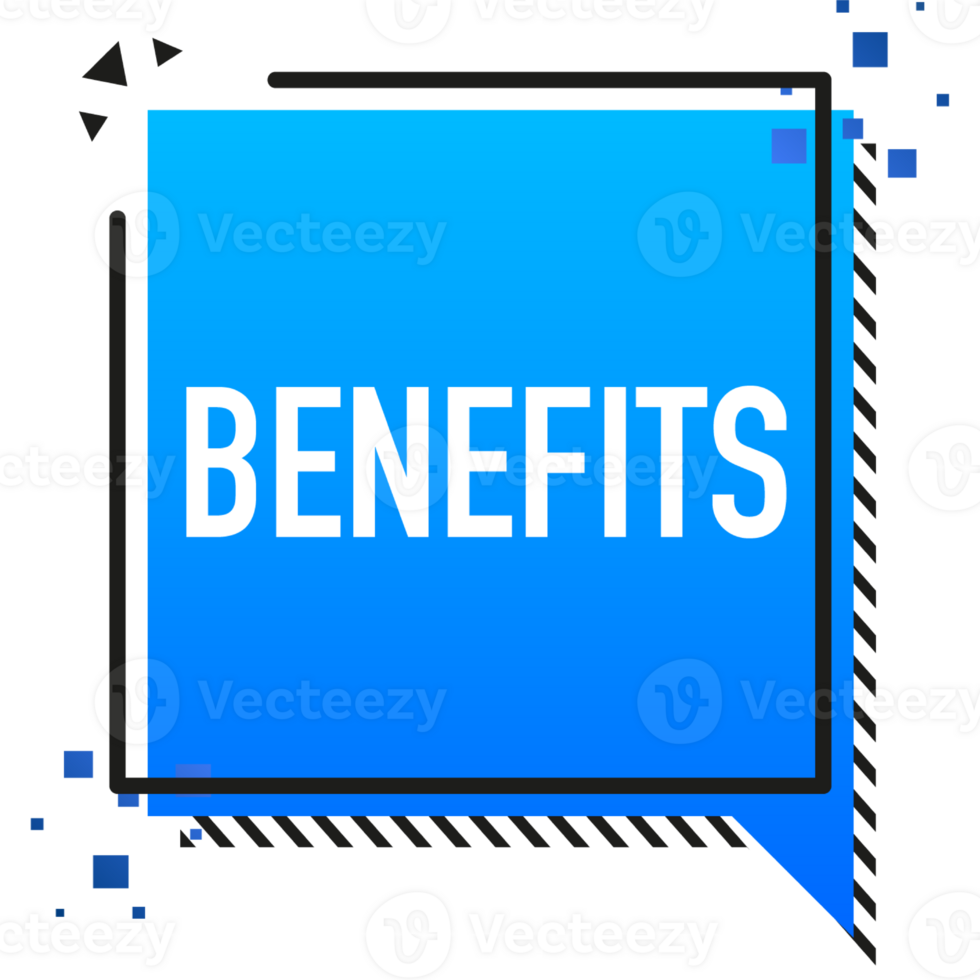 Blue banner with benefits sign. illustration png