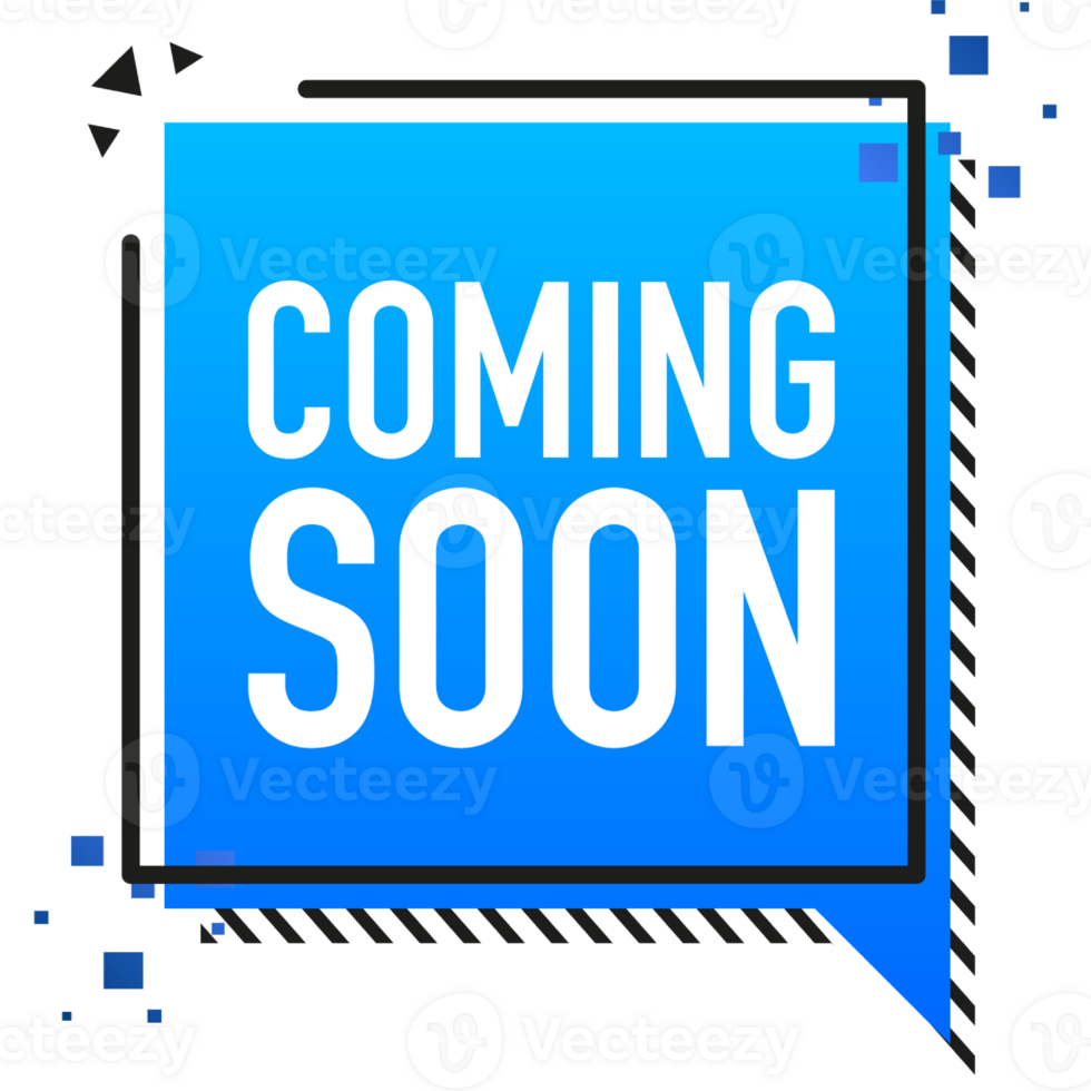 Coming soon flat banner on blue background. illustration png