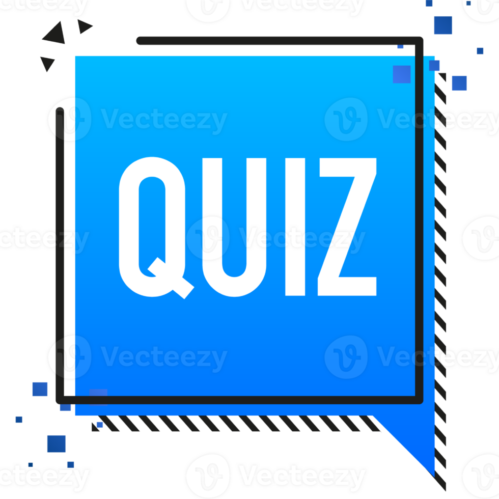 Quiz blue banner in 3D style on white background. illustration png
