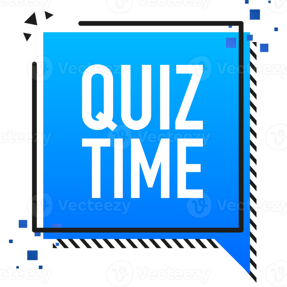 Quiz time blue banner in 3D style on white background. illustration png