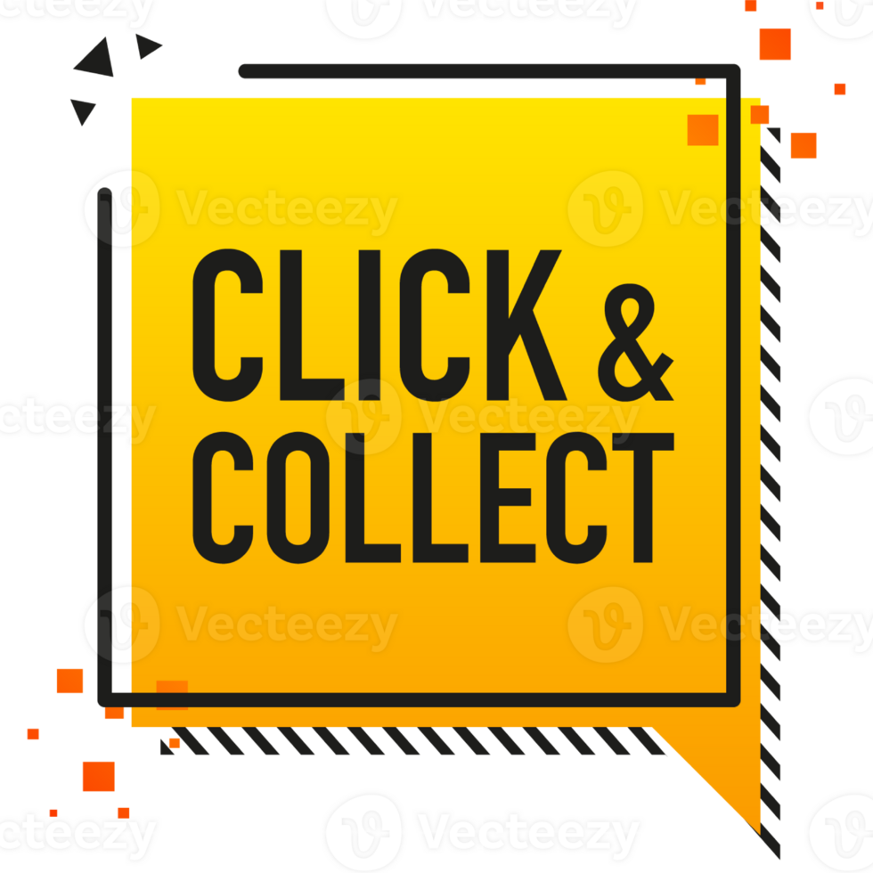 Click collect for marketing design. illustration. Store label. Click button. Digital marketing illustration png