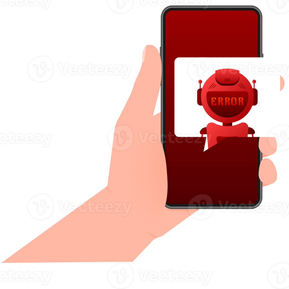 Error chatbot glyph icon. Silhouette symbol. Talkbot with error in speech bubble. Error bot. Artificial intelligence png