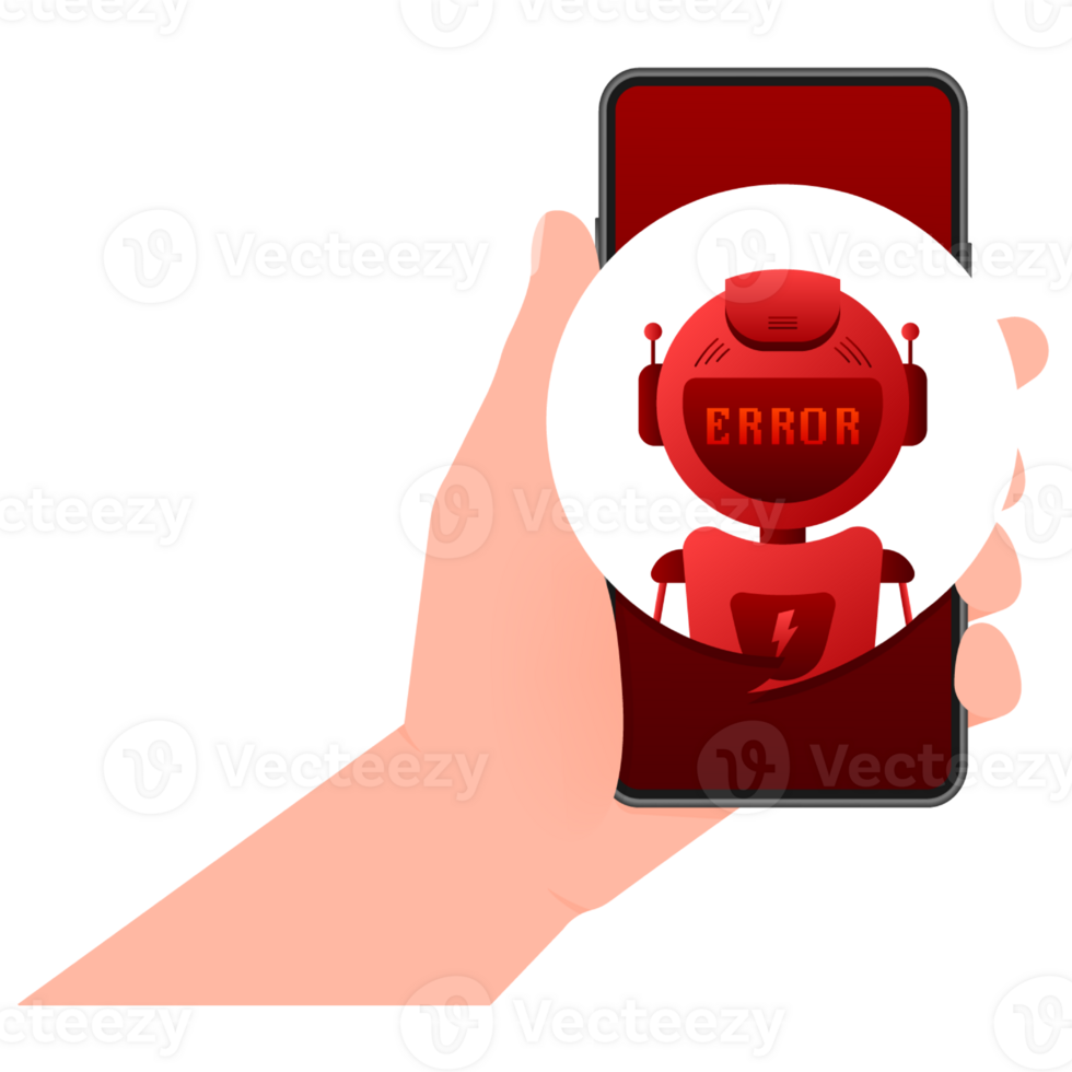 Error chatbot glyph icon. Silhouette symbol. Talkbot with error in speech bubble. Error bot. Artificial intelligence png