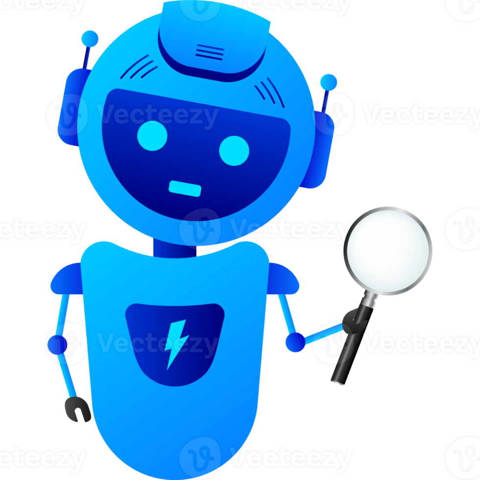 Flat illustration with blue bot. Customer support help service flat illustration png