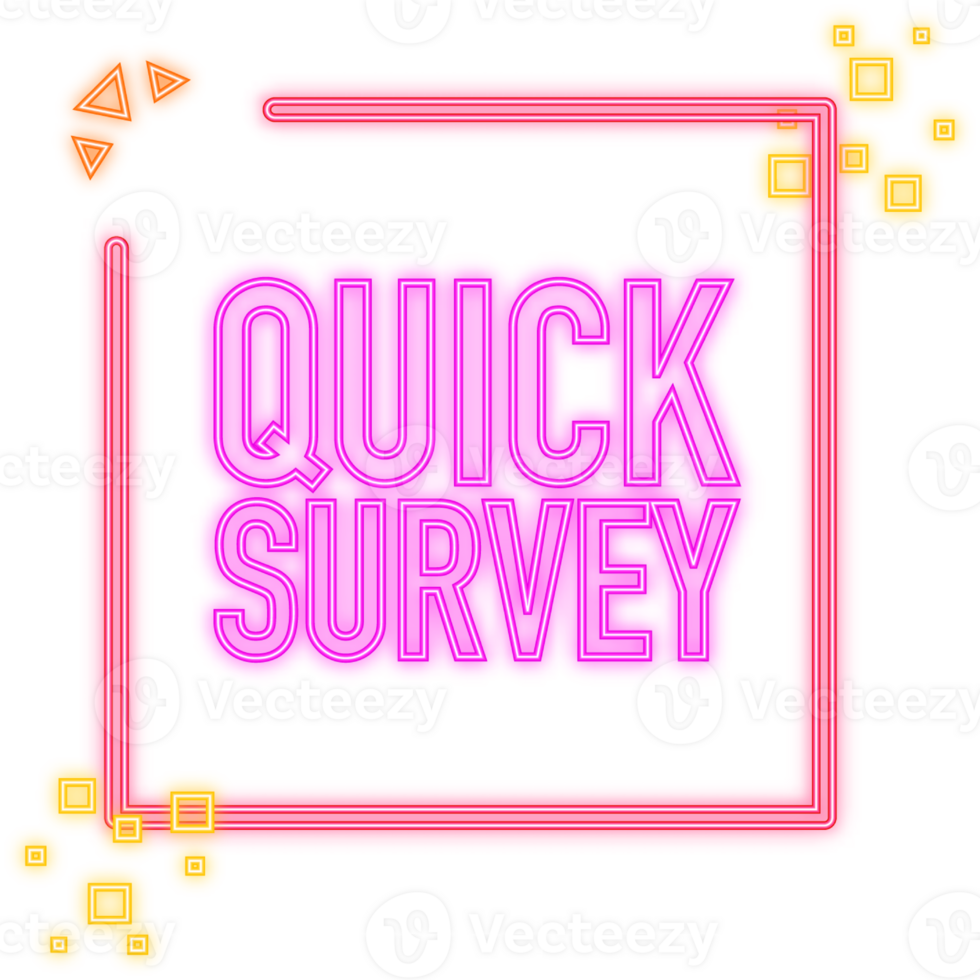 Quick survey megaphone banner in 3D style on white background. illustration png