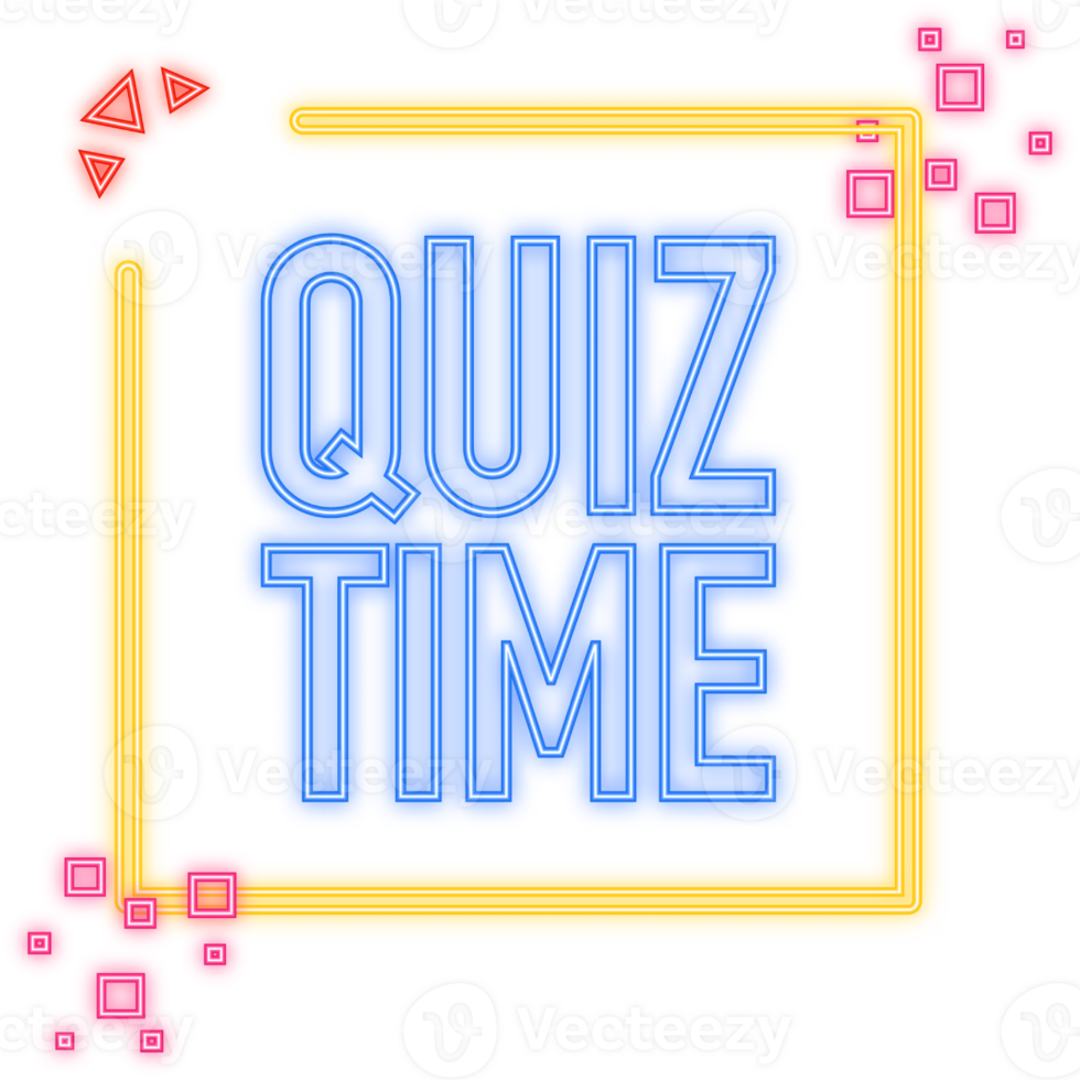 Quiz time megaphone yellow banner in flat style. illustration png