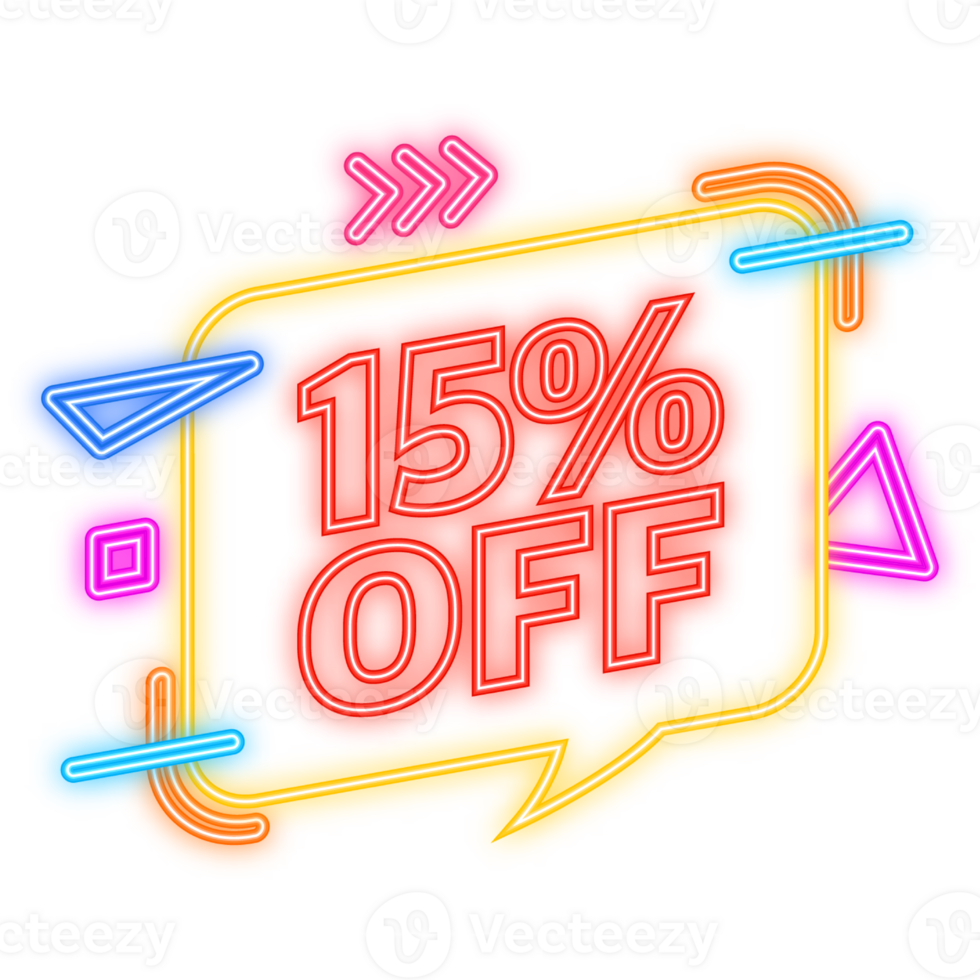 Trendy flat advertising with 15 percent discount flat badge for promo design. Poster badge. Business design. illustration. png
