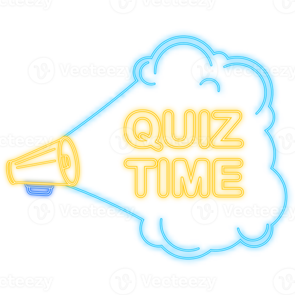 Quiz time blue banner in 3D style on white background. illustration. png