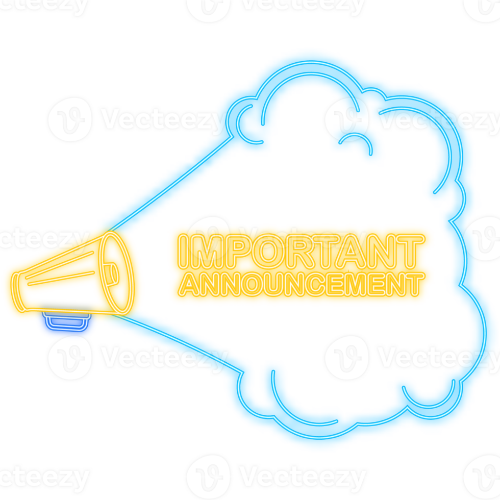 Megaphone with important announcement poster in flat style. illustration png