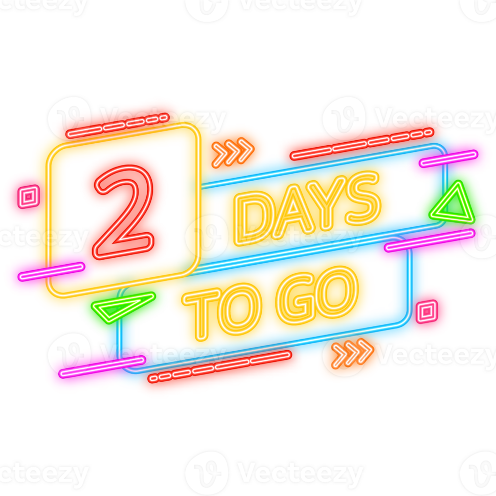 Neon Icon. 2 Days to go poster in flat style. illustration for any purpose png
