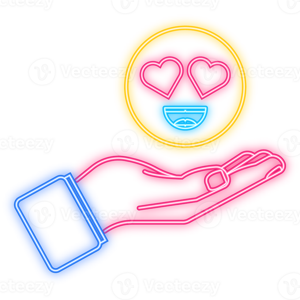 Neon Icon. Flat new like for paper design. Face symbol. Social media flat icon png