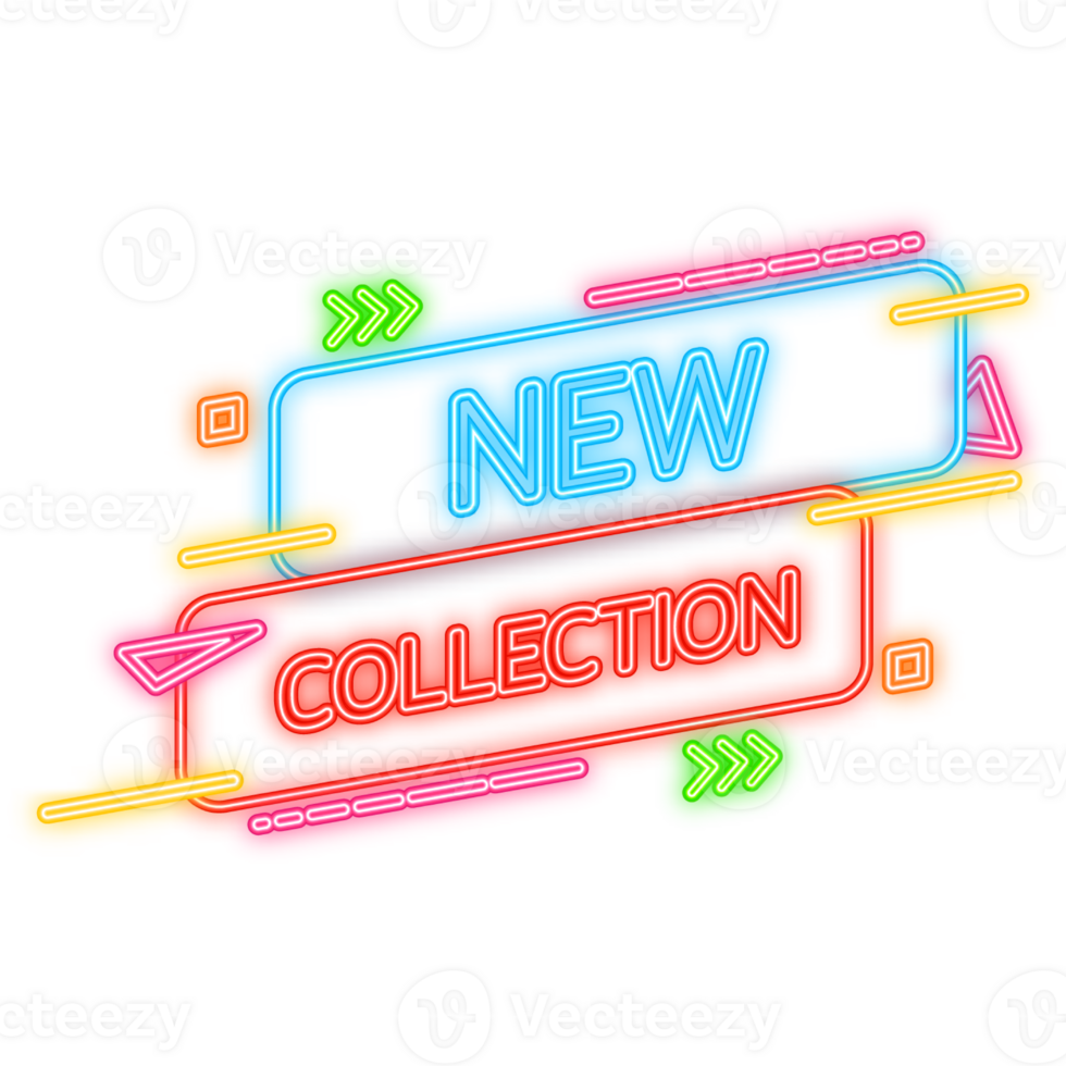 Modern neon style business template with red new collection business banner. Modern design. illustration. png