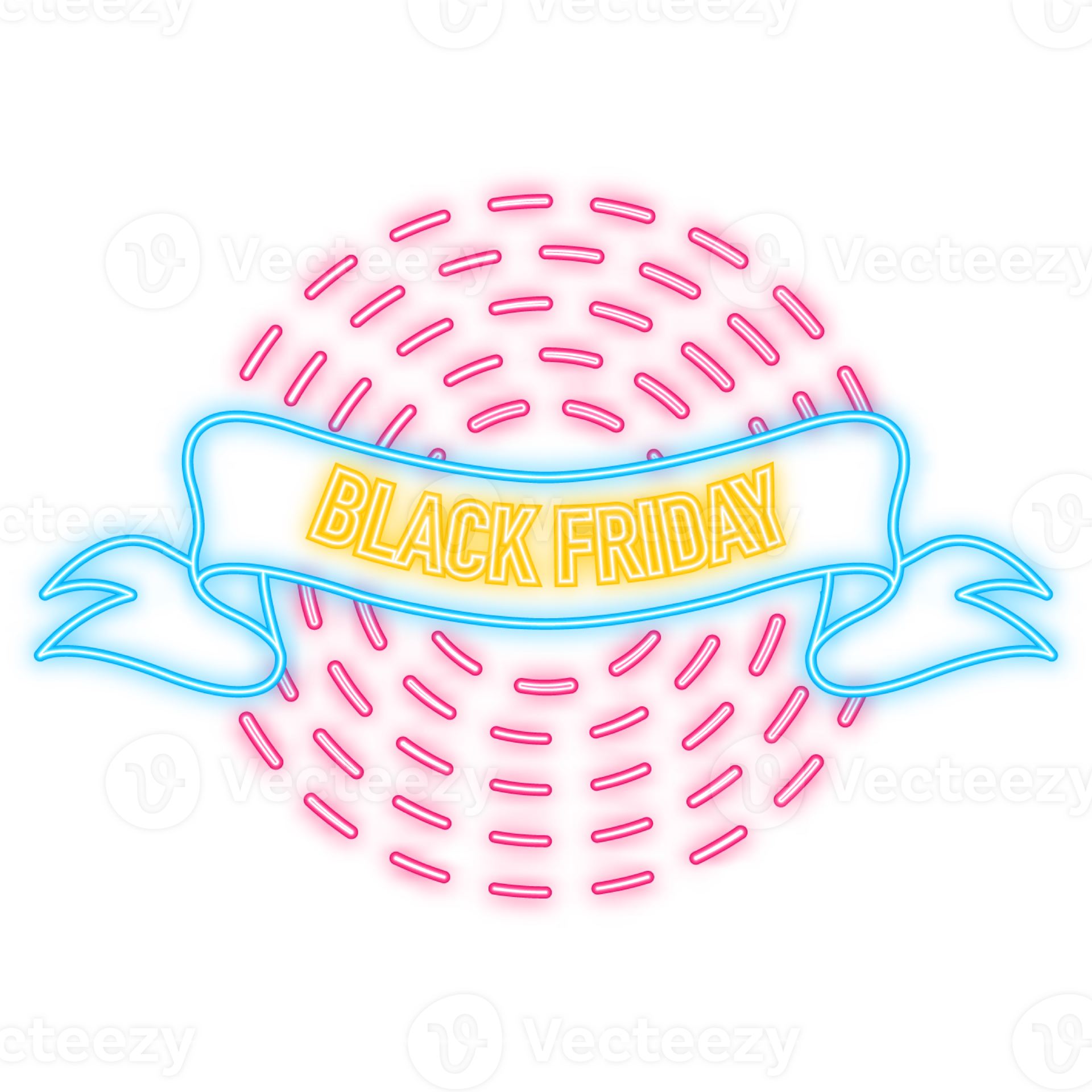 Neon icon ribbon with black friday for web design poster banner
