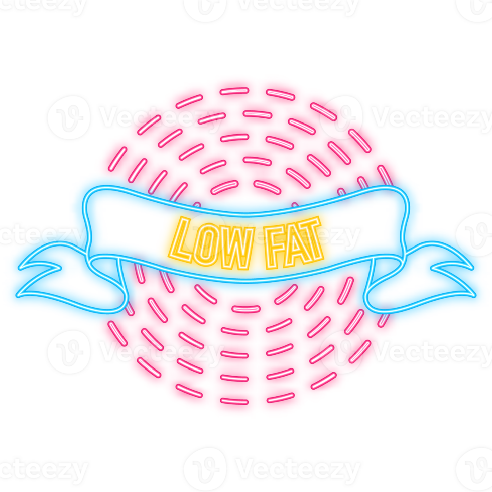 Neon Icon. Flat low fat banner, ribbon on white backdrop. banner. Flat logo. png