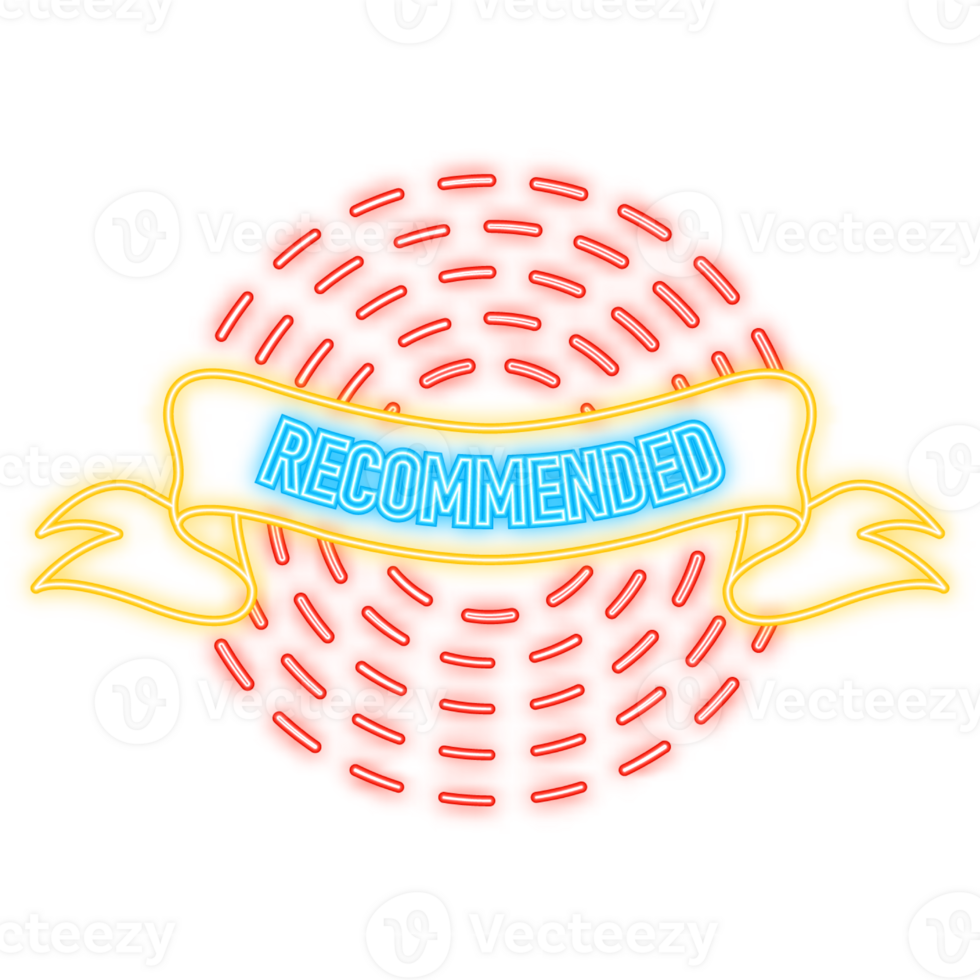 Neon Icon. Vintage recommended ribbon illustration banner. png
