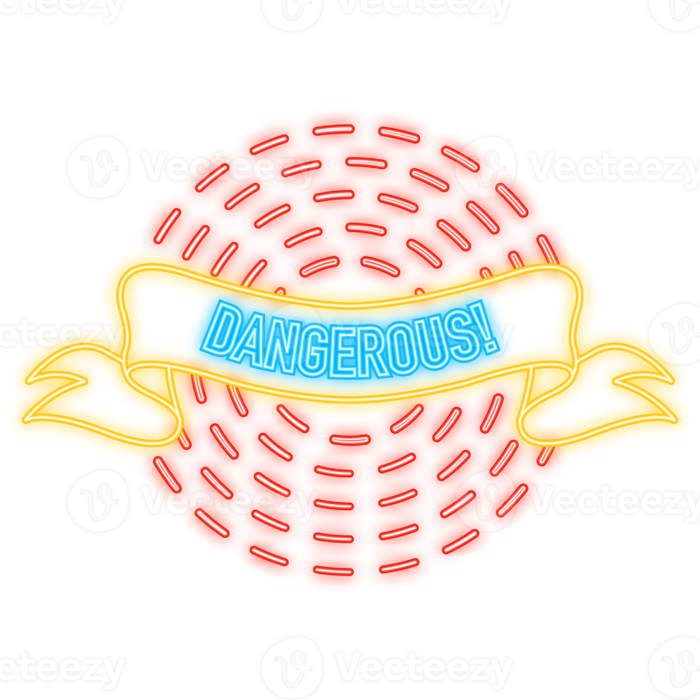 Neon Icon. Dangerous red ribbon in vintage style. illustration png