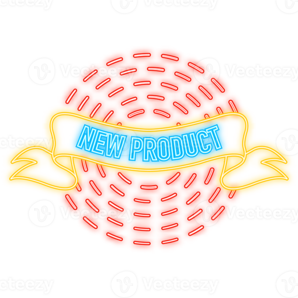 Neon Icon. Vintage new product ribbon on dark background. Modern illustration. design. png