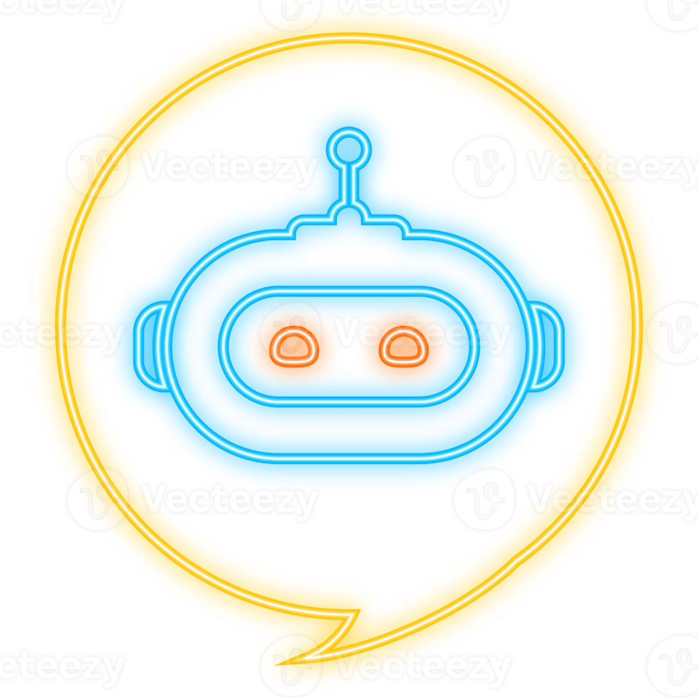 Neon Icon. Chatbot icon concept, chat bot or chatterbot. Robot Virtual Assistance Of Website Or Mobile Applications. png