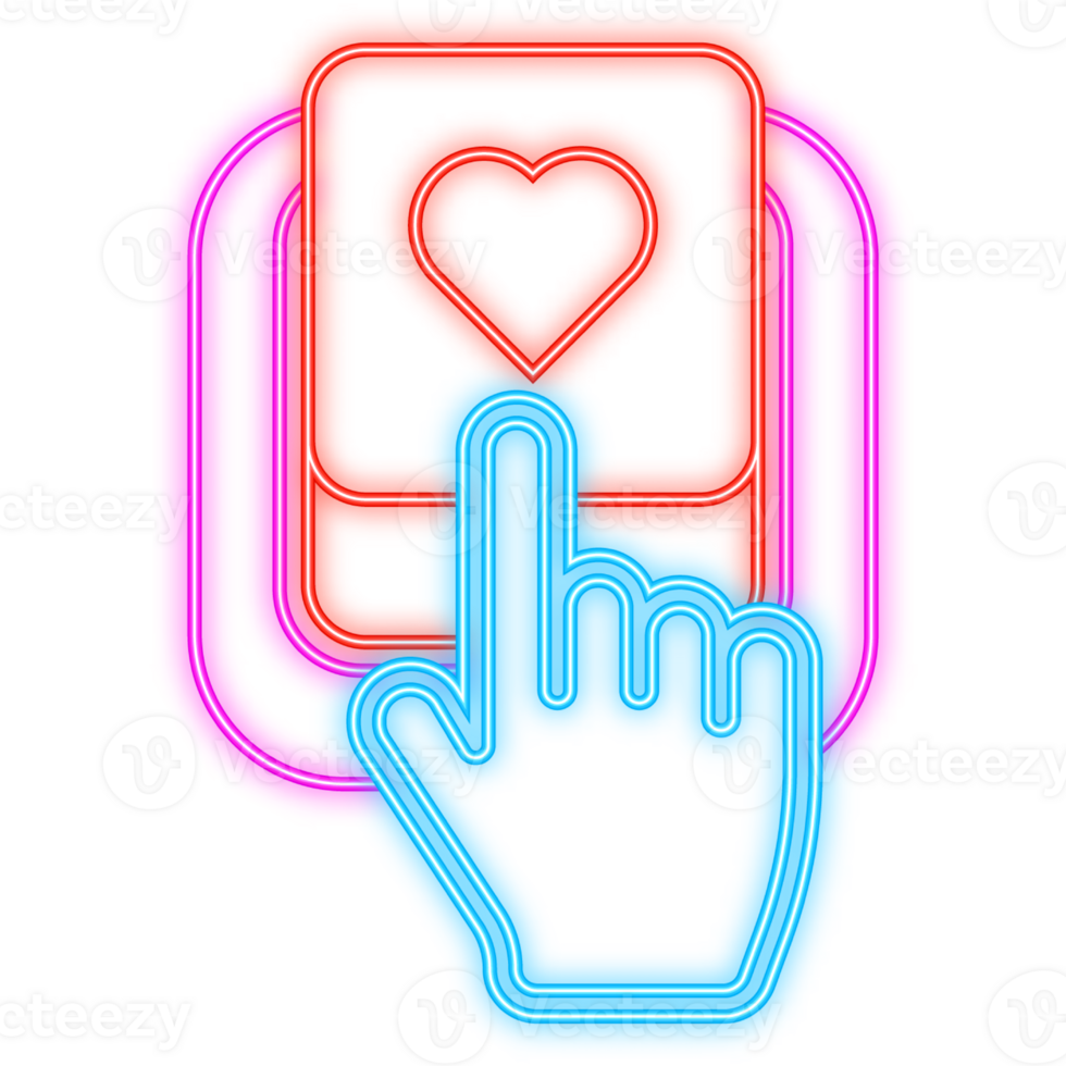 Neon Icon. Donate heart red button in flat style. flat illustration. png