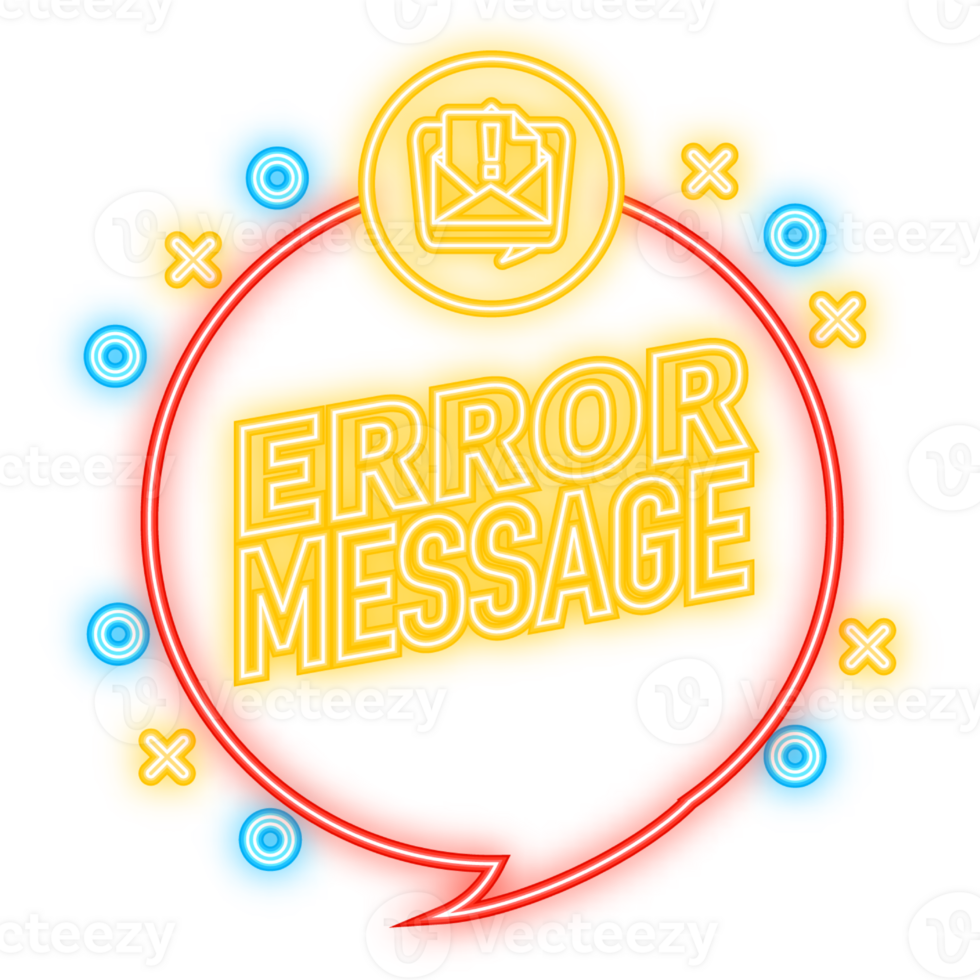 Neon Icon. 404 error message. Not found isolated in red background. illustration. png