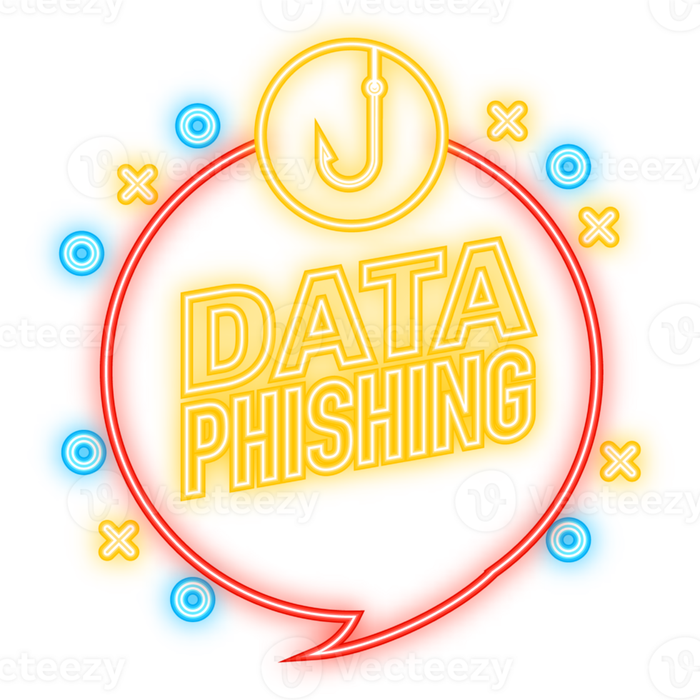 Neon Icon. Data fishing, hacker attack. Computer hack concept. Cyber security concept. Message icon. png