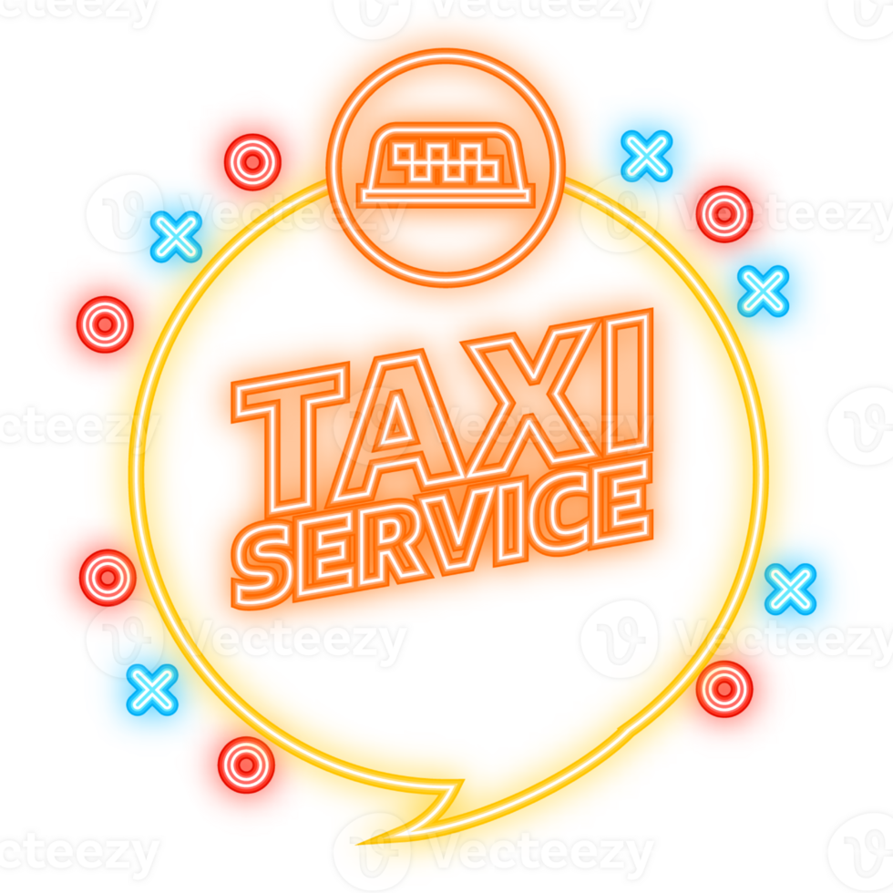 Neon Icon. Taxi service, great design for any purposes. App logo concept. Brochure design template, card, banner. png