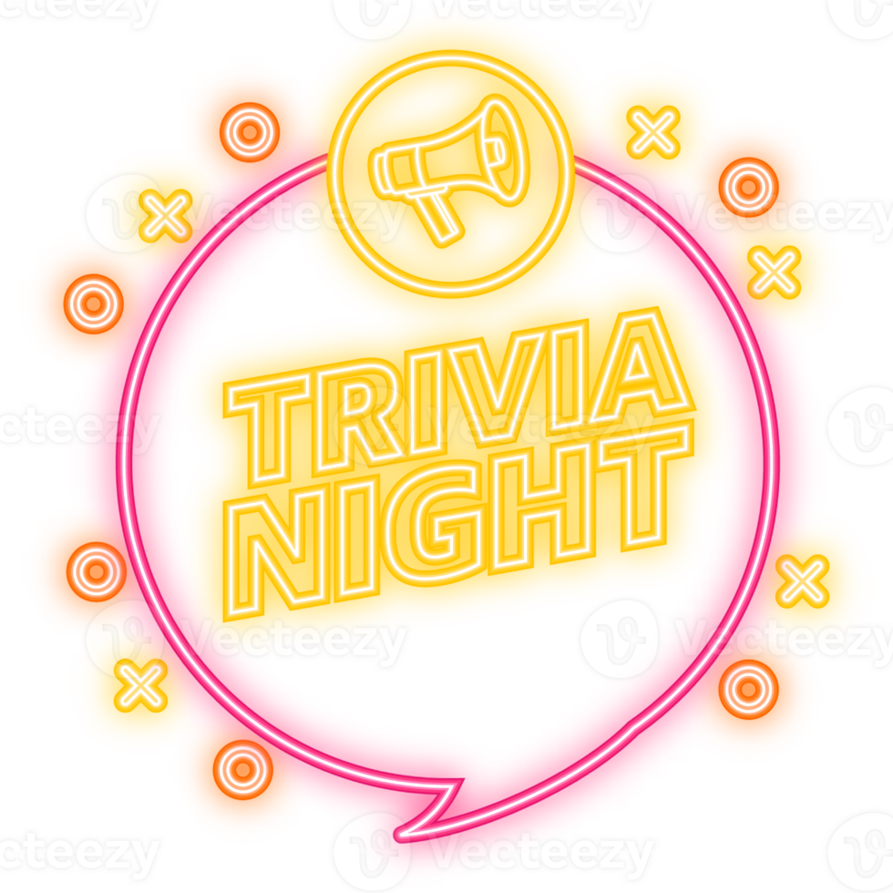 Neon Icon. Trivia night banner in 3D style on white background. illustration. png