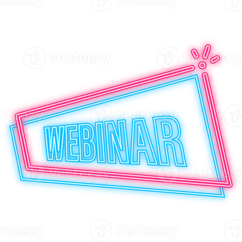Neon Icon. Webinar blue button, icon. design illustration png