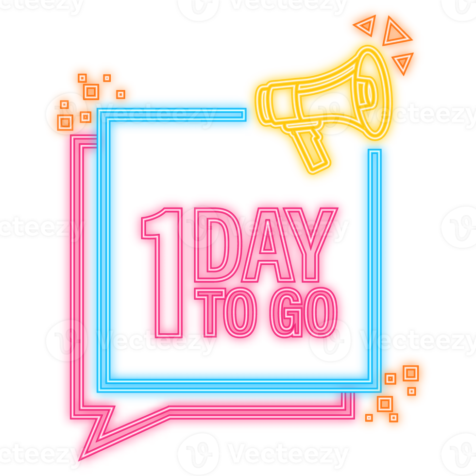Neon Icon. 1 Day to go poster in flat style. illustration for any purpose png