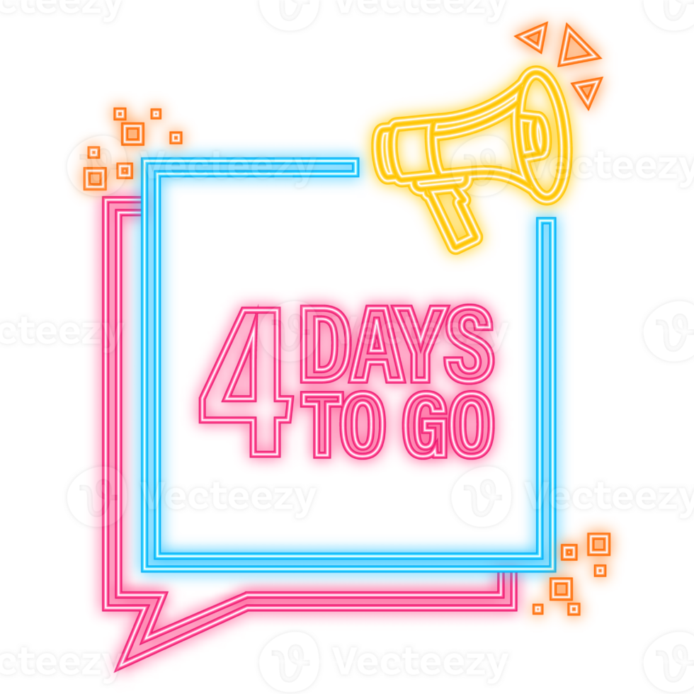Neon Icon. 4 Days to go poster in flat style. illustration for any purpose png