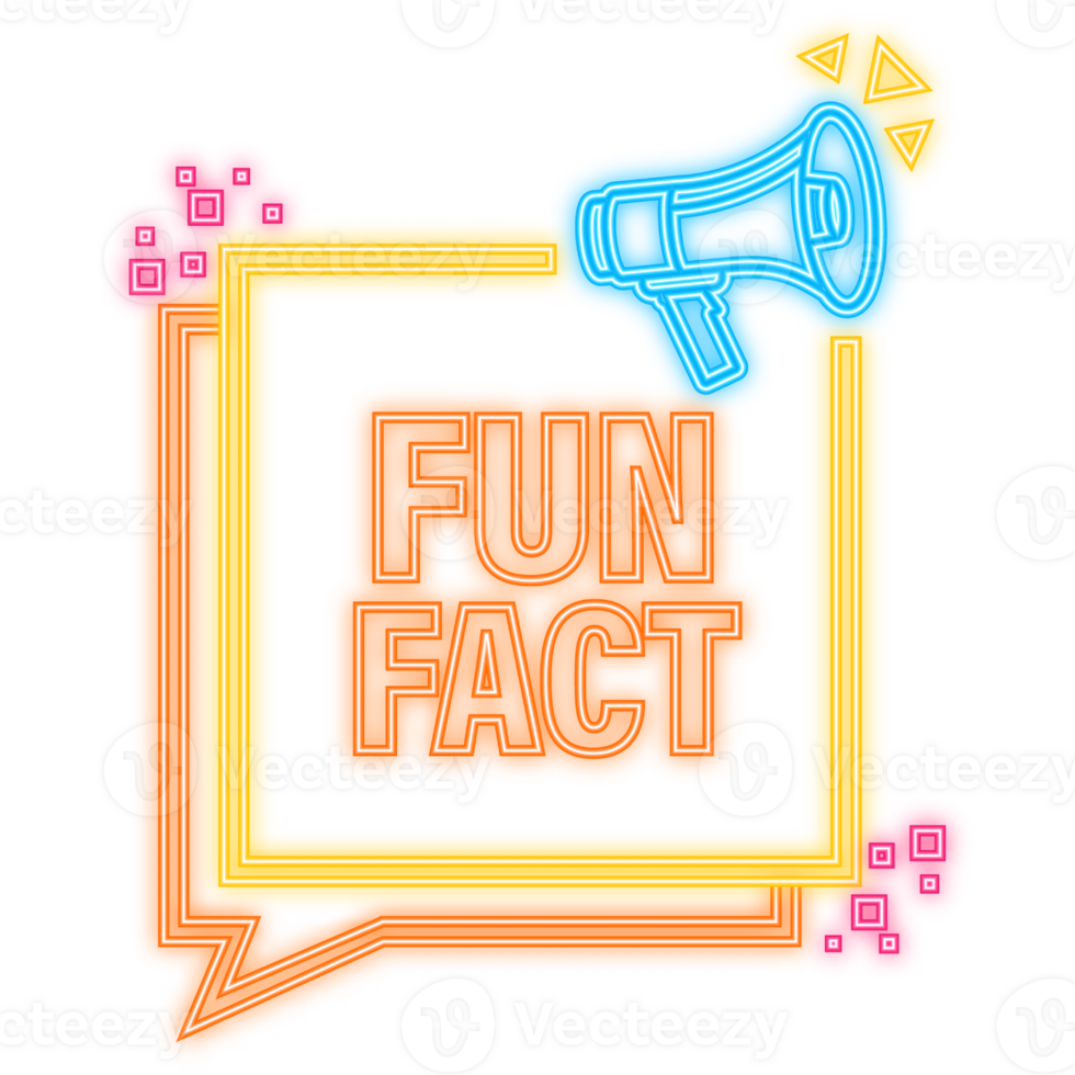 Neon Icon. Fun fact feedback megaphone yellow banner in 3D style on white background. illustration png