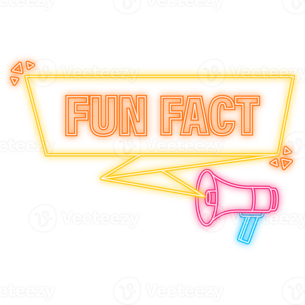 Neon Icon. Fun fact feedback megaphone yellow banner in 3D style on white background. illustration png