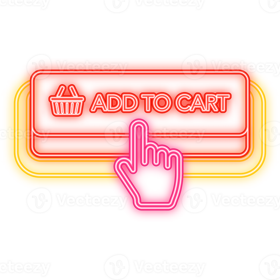 Neon Icon. Add to cart. Banner for web design. Check mark icon. Banner sale png