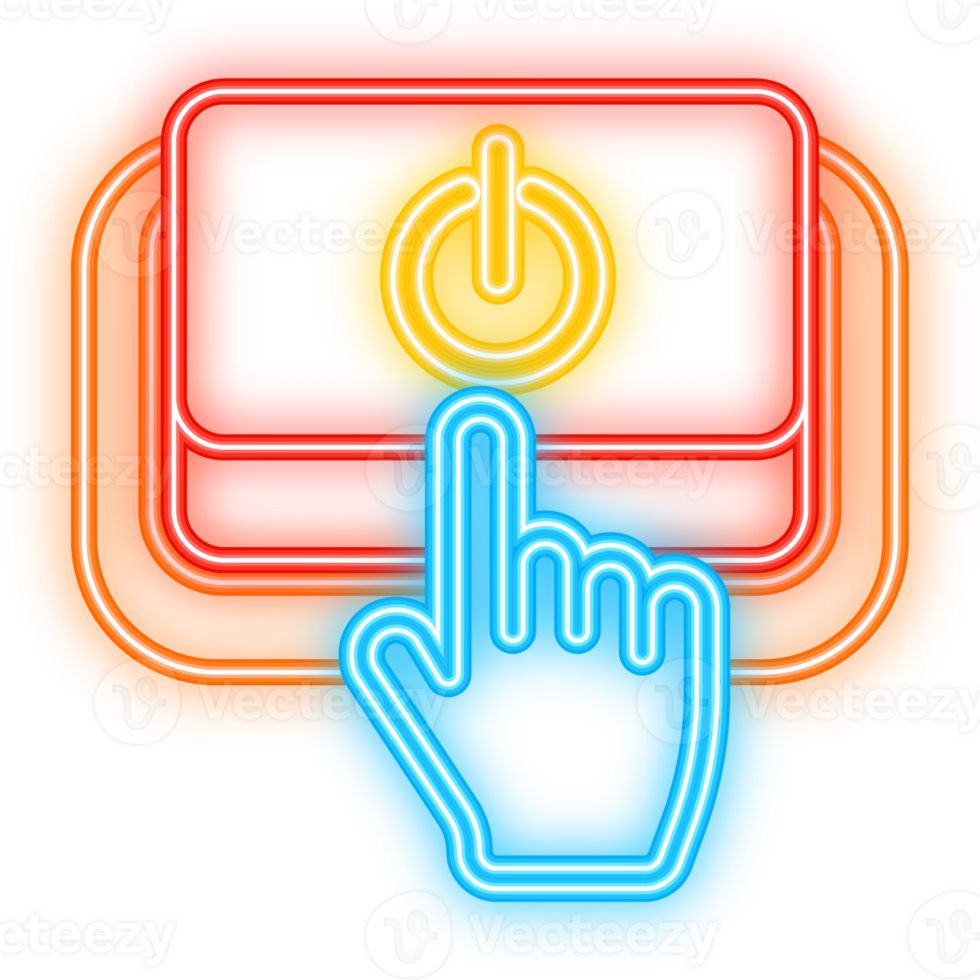 Neon Icon. Power button in flat style on white background. web button png