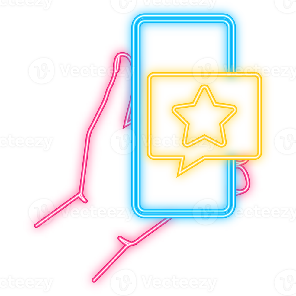 Neon Icon. Online survey concept. Customer service. Social icon. Customer review rating. png