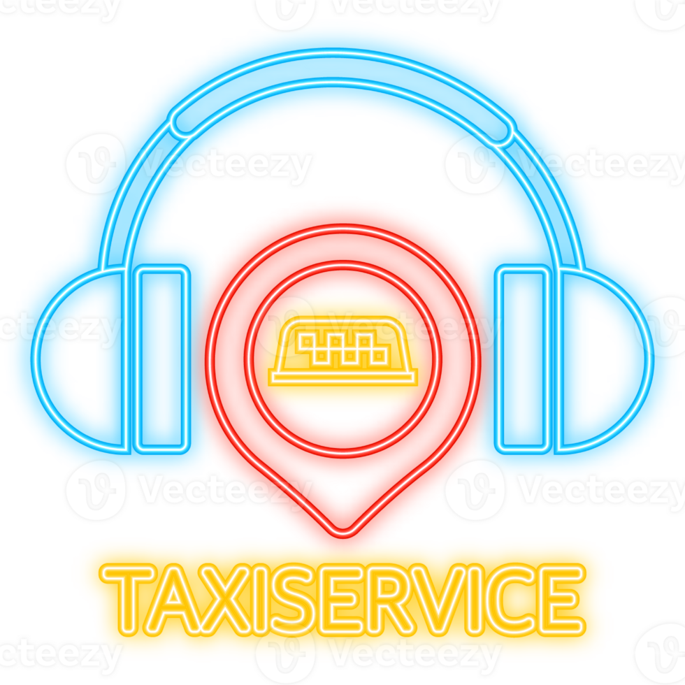Neon Icon. Taxi service, great design for any purposes. App logo concept. Brochure design template, card, banner. png