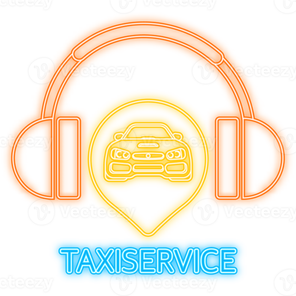 Neon Icon. Taxi service, great design for any purposes. App logo concept. Brochure design template, card, banner. png