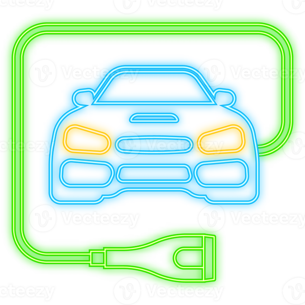 Electric car and Electrical charging station symbol on a white background. illustration png