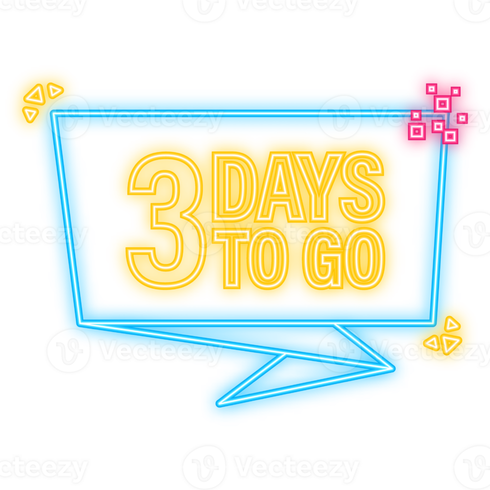 Neon Icon. 3 Days to go poster in flat style. illustration for any purpose png