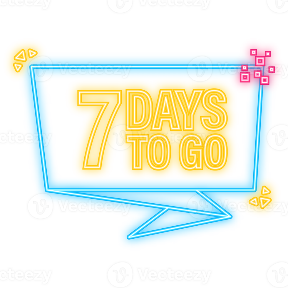 Neon Icon. 7 Days to go poster in flat style. illustration for any purpose png