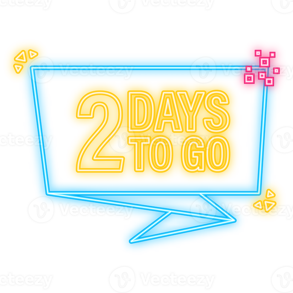 Neon Icon. 2 Days to go poster in flat style. illustration for any purpose png