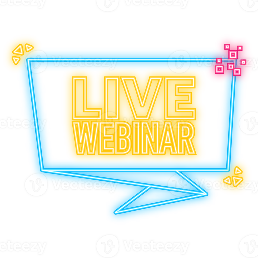 Neon Icon. Webinar blue button, icon. design illustration png