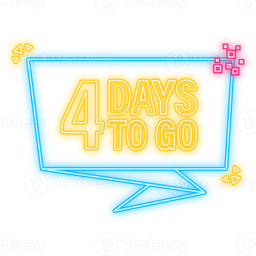 Neon Icon. 4 Days to go poster in flat style. illustration for any purpose png