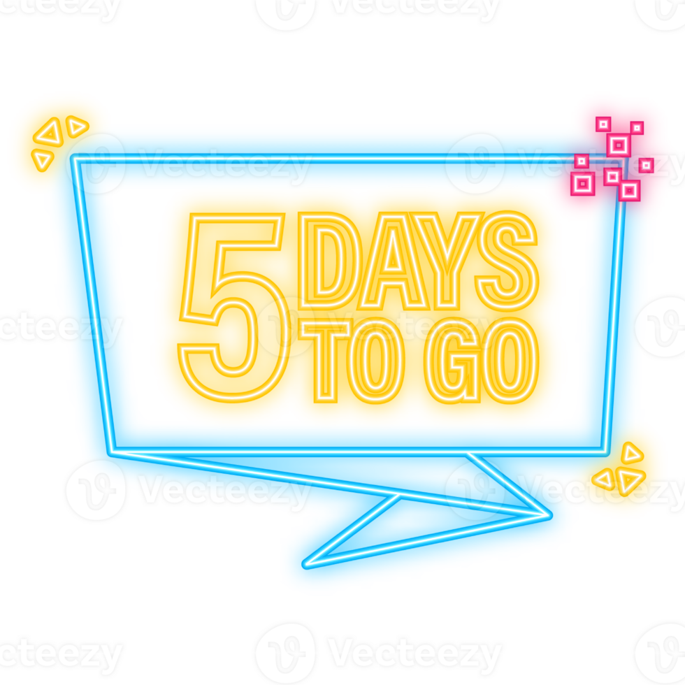 Neon Icon. 5 Days to go poster in flat style. illustration for any purpose png