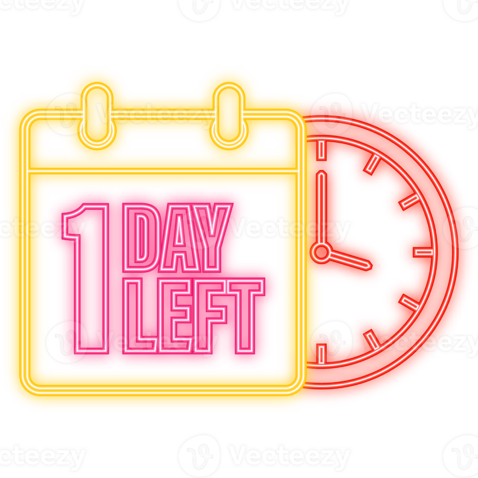 Neon Icon. 1 Day left poster in flat style. illustration for any purpose png