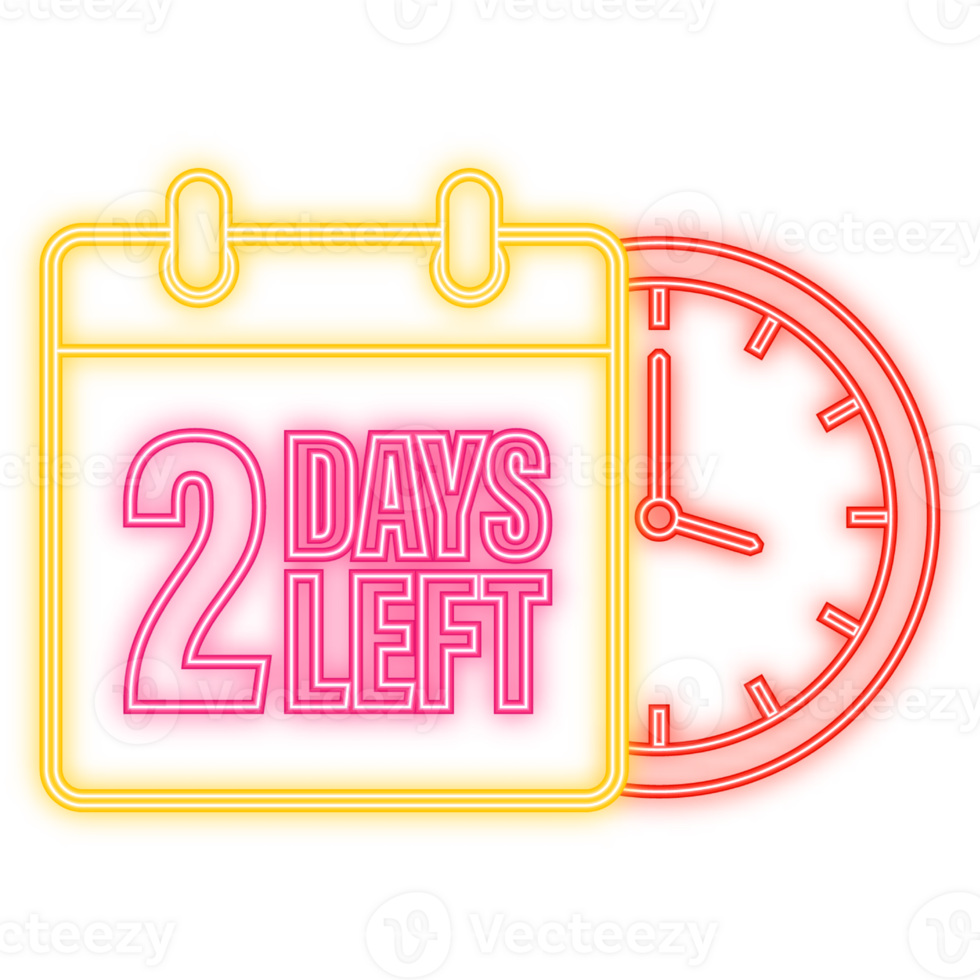 Neon Icon. 2 Days left poster in flat style. illustration for any purpose png