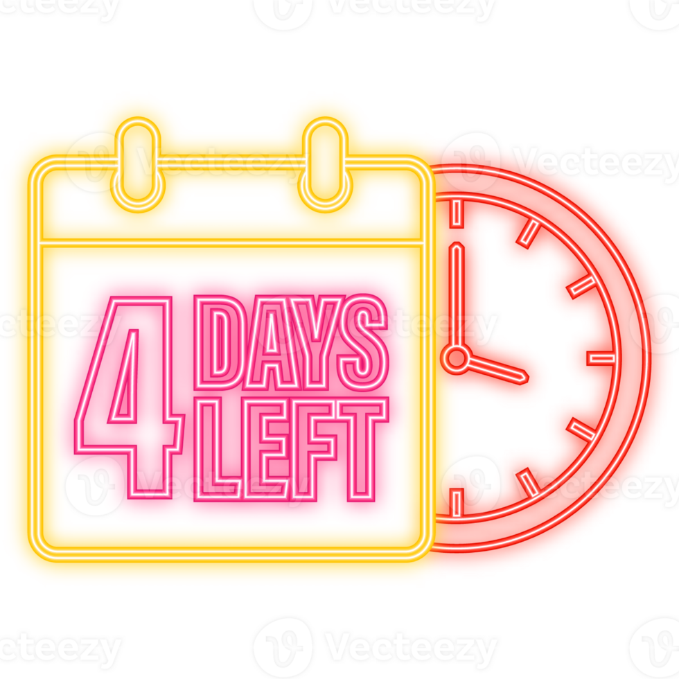 Neon Icon. 4 Days left poster in flat style. illustration for any purpose png