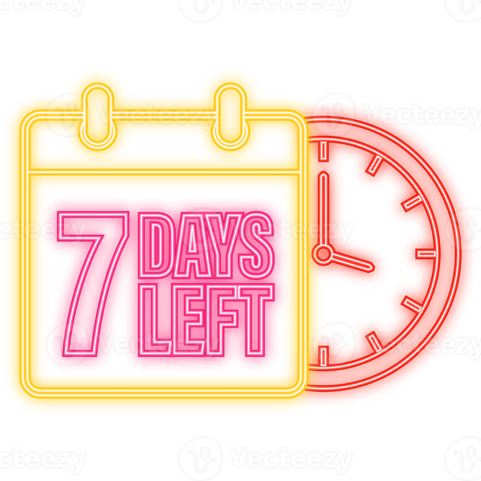 Neon Icon. 7 Days left poster in flat style. illustration for any purpose png