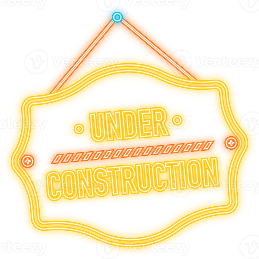 Neon Icon. Banner for under construction. Danger sign. Construction concept. illustration png